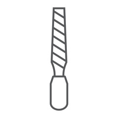 Rasp thin line icon, tool and repair, file tool sign, vector graphics, a linear pattern on a white background.