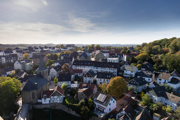 historical village panorama view from roof of castle blankenstein in europe germany hattingen