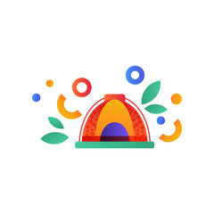 Tent, camping, scouting summer travel equipment vector Illustration on a white background