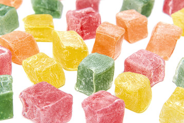 Small colored cubes of rahat-lokum.