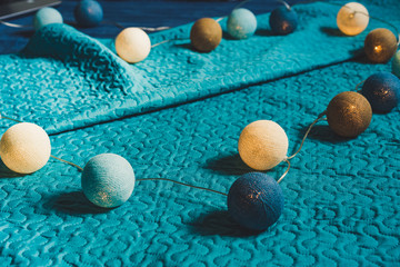 Christmas Decoration Light Balls Laying on Mattress