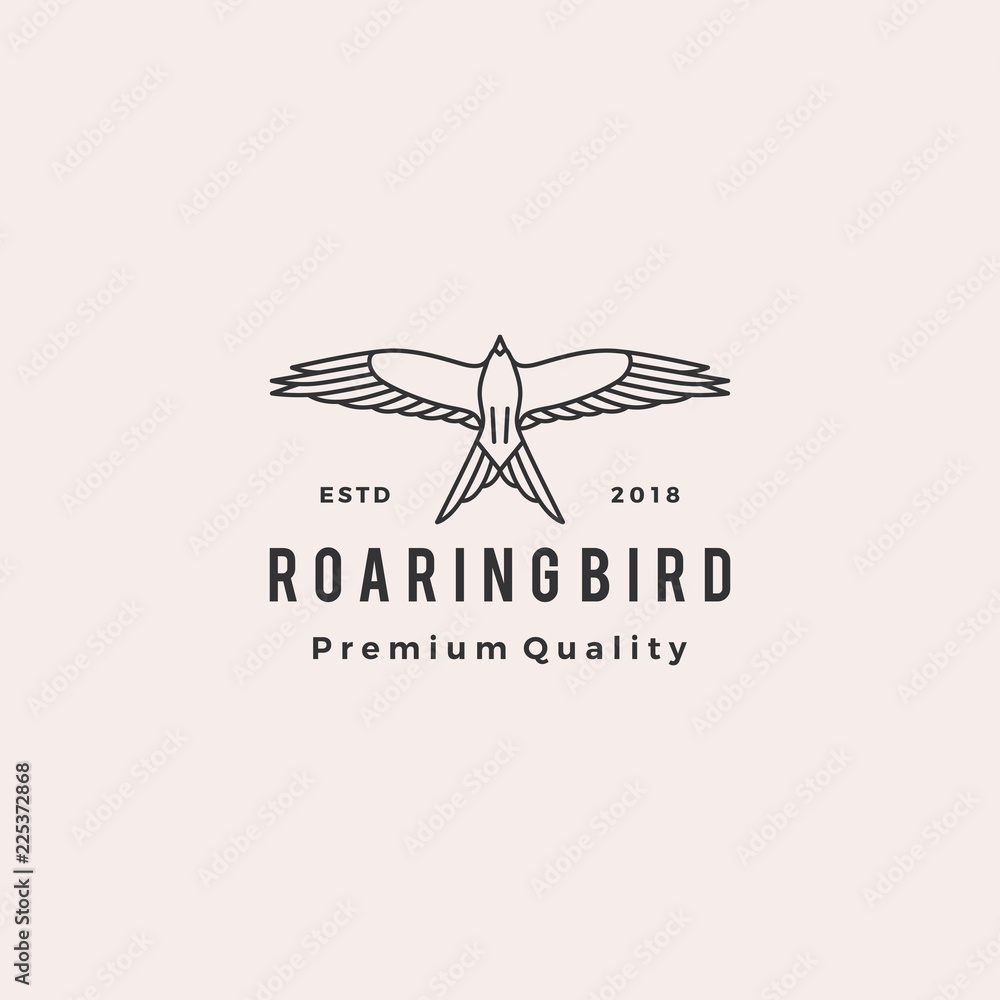 Wall mural roaring bird logo retro hipster vintage vector icon illustration