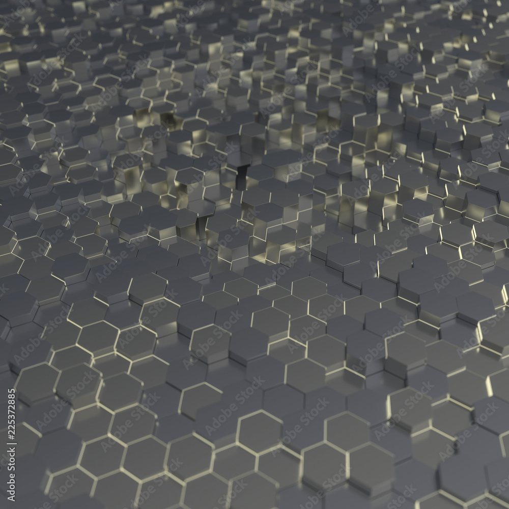 Aufkleber abstract technological hexagonal background. 3d render