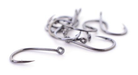 Fishing hooks isolated.