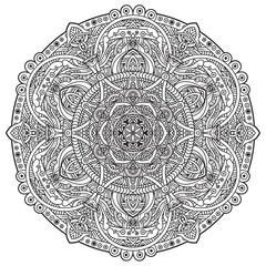 Black and white mandala vector isolated on white. Vector hand drawn circular decorative element.
