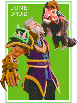 Lone Druid And The Bear