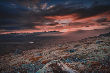 Moody evening view to Dovre-Sunndalsfjella National Park and the disused artillery range at Hjerkinn, Norway. Long exposure with 30 seconds gives a dramatic cat look. :)