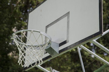 horizontal image with detail of a basketball sport basket
