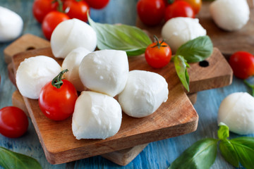 Italian cheese mozzarella with tomatoes and basil