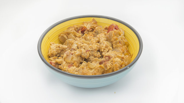 Arepa huevos perico isolated