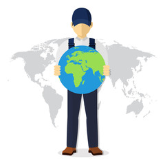 International delivery services. Vector illustration. Global shipping program concept.