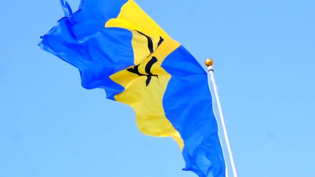 Big Barbados flag ground view at the Garrison Savannah National race course