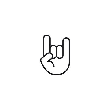 line rock and roll hand sign on white background