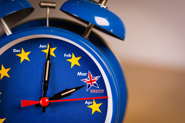 Retro alarm EU clock representing the countdown until Brexit.