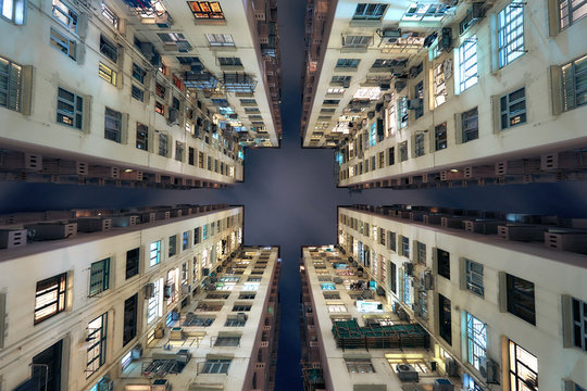 Hong Kong building look up