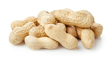 heap of peanuts in pod isolated on white background