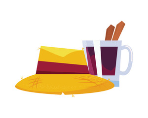 straw hat hot drink with cinnamon