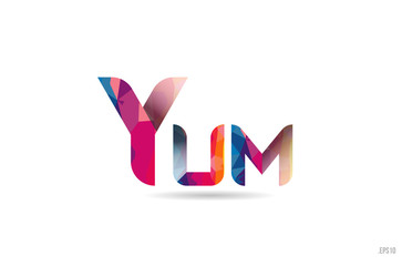 yum colored rainbow word text suitable for logo design