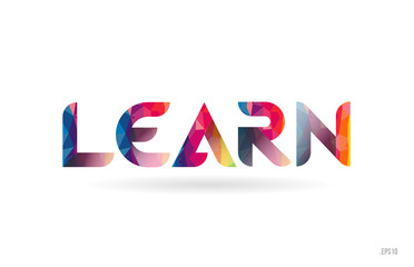 learn colored rainbow word text suitable for logo design