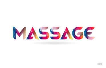 massage colored rainbow word text suitable for logo design