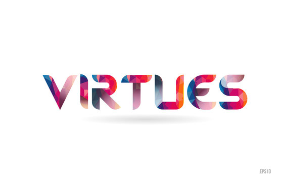 virtues colored rainbow word text suitable for logo design