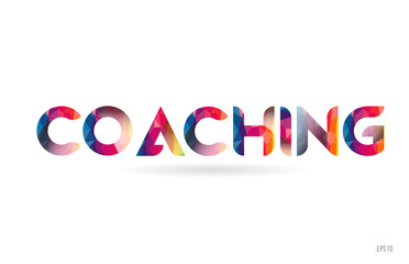 coaching colored rainbow word text suitable for logo design
