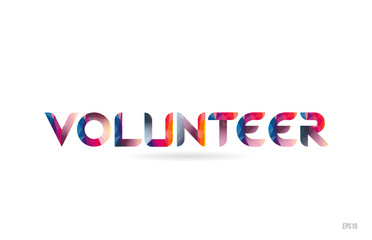 volunteer colored rainbow word text suitable for logo design