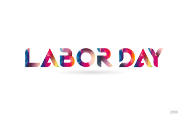 Fototapeta premium labor day colored rainbow word text suitable for logo design