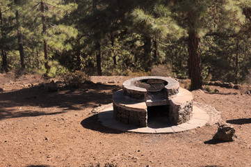 Corner to eat in a recreational area in the forest