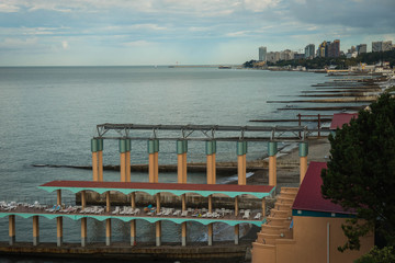 Seascape on  coast of Black sea in Sochi in  Krasnodar region, Russia