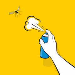 Man hand using insecticide to kill mosquito