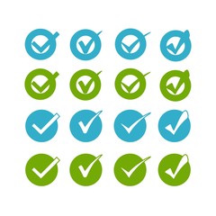 Blue green buttons on white background for web site or application.