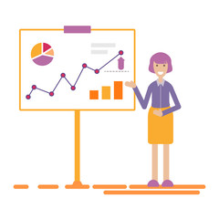 Woman giving a business presentation, flat vector illustration - 225382087