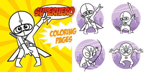 Superhero Coloring Book. Comic character Vector Illustration