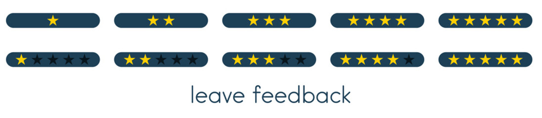 Leave feedback. Vote scale with blue buttons with gold stars.