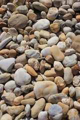 A lot of smooth grey, brown and white stones