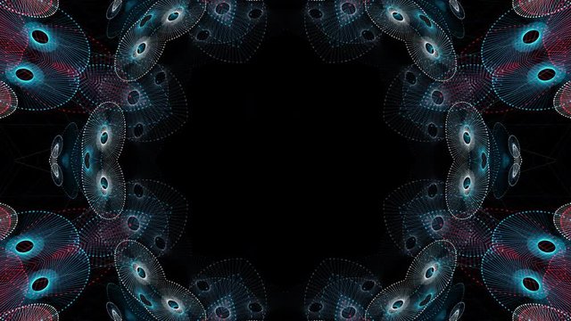 Seamless sparkling circular border pattern on black background