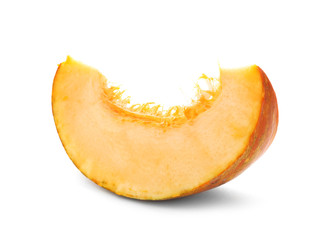 Fresh raw pumpkin slice isolated on white