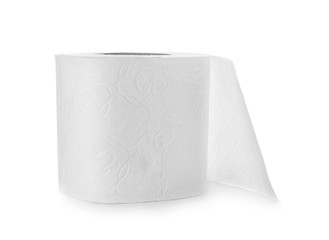 Roll of toilet paper on white background. Personal hygiene