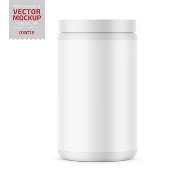 White Matte Plastic Jar With Lid For Powder.