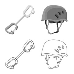 Vector design of mountaineering and peak symbol. Set of mountaineering and camp stock vector illustration.