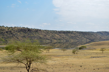 The arid landscapes of Lake Magadi, Rift Valley, Kenya