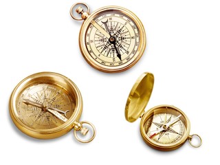 Brass antique compass  on background © BillionPhotos.com
