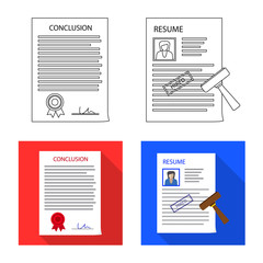 Vector illustration of form and document logo. Collection of form and mark vector icon for stock.