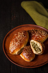 Baking with cheese and spinach