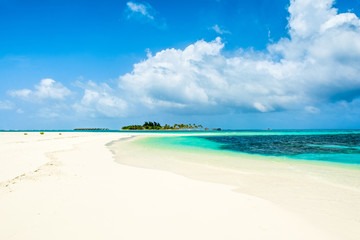 Fototapeta na wymiar Beautiful sandy beach in uninhabited island