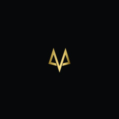 Modern Minimal Geometric and Linear Letter M Logo Design in Black and Gold Color