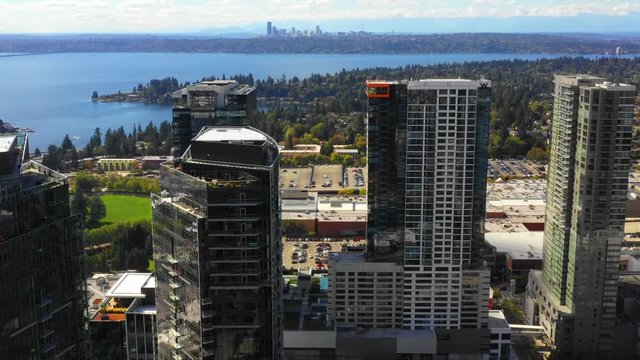 Scenic aerial drone video Bellevue WA USA