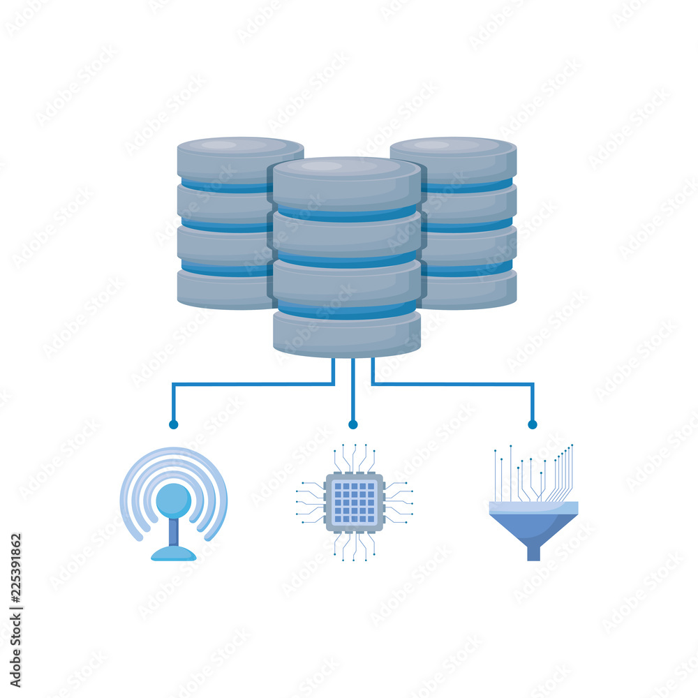 Poster data center disks icons