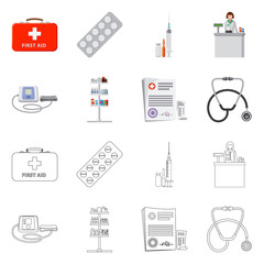 Isolated object of pharmacy and hospital icon. Collection of pharmacy and business stock vector illustration.